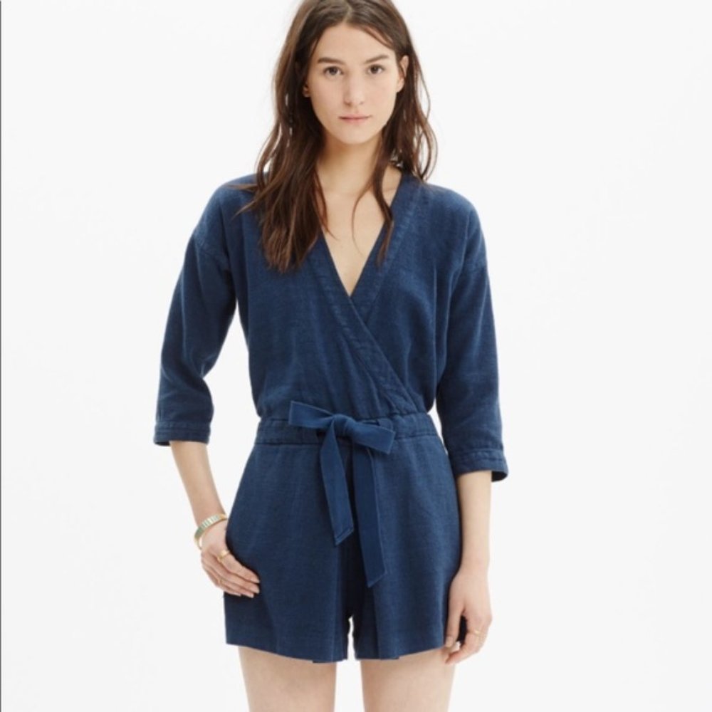 Madewell Indigo Long Sleeve Romper